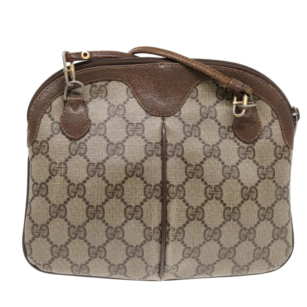 GUCCI GG Supreme Web Sherry Line Shoulder Bag PVC Beige Gold ep5636