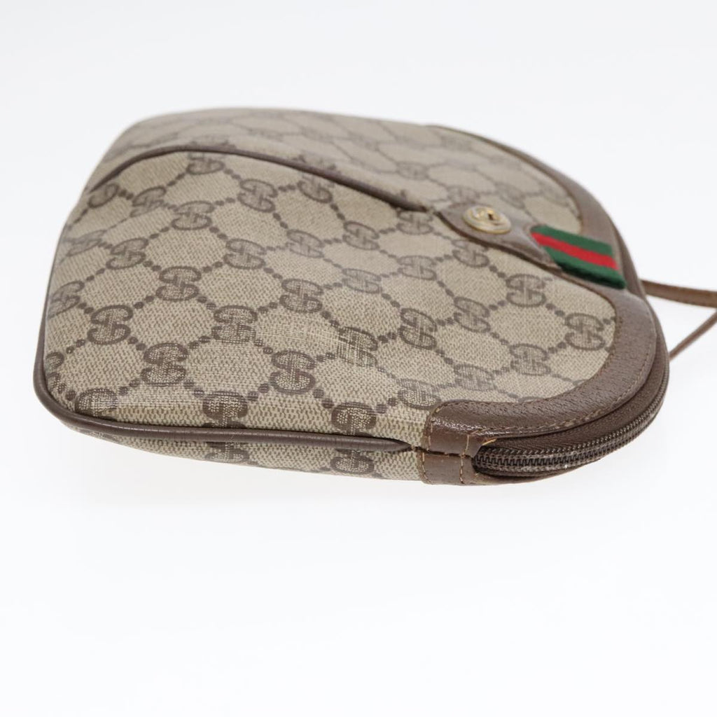 GUCCI GG Supreme Web Sherry Line Shoulder Bag PVC Beige Gold ep5636