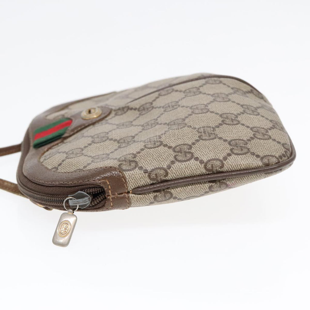 GUCCI GG Supreme Web Sherry Line Shoulder Bag PVC Beige Gold ep5636