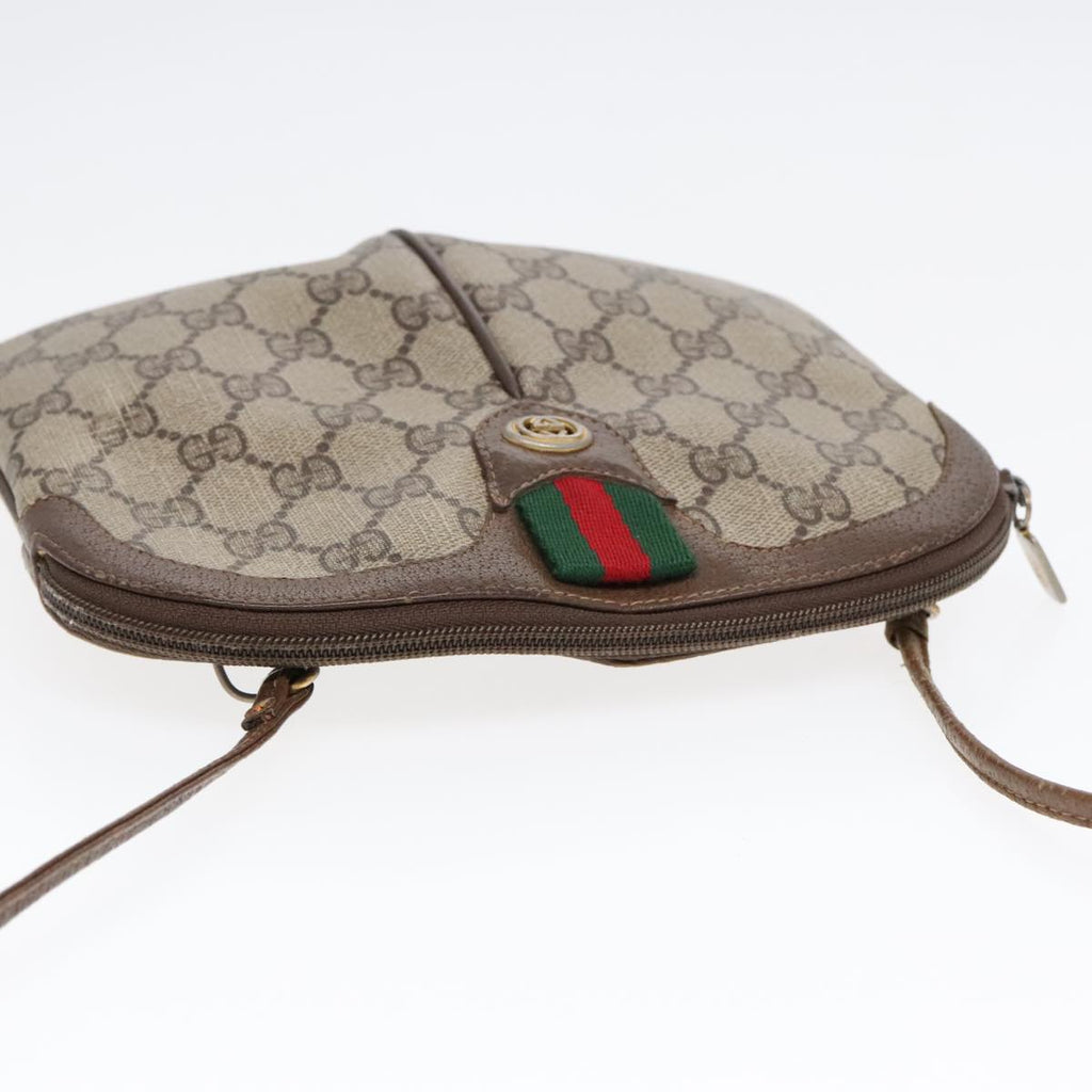 GUCCI GG Supreme Web Sherry Line Shoulder Bag PVC Beige Gold ep5636