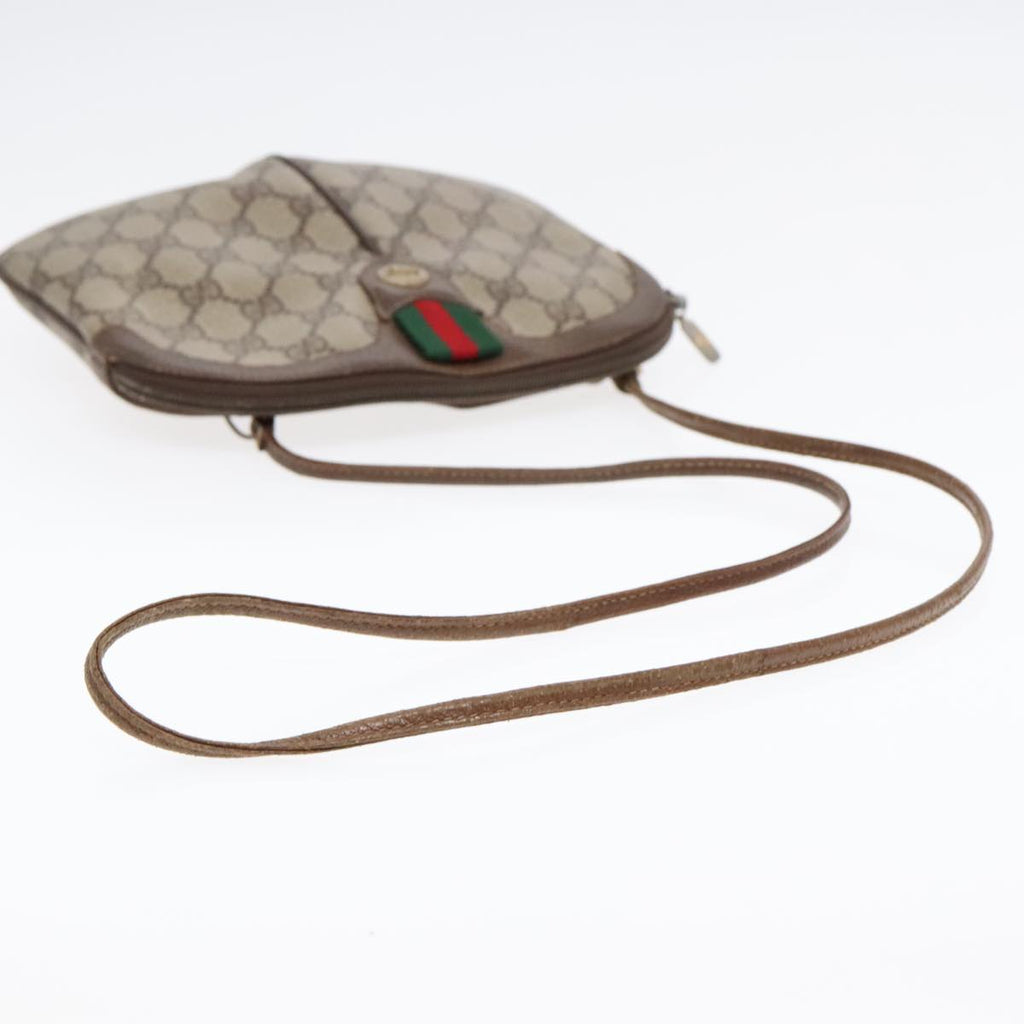 GUCCI GG Supreme Web Sherry Line Shoulder Bag PVC Beige Gold ep5636