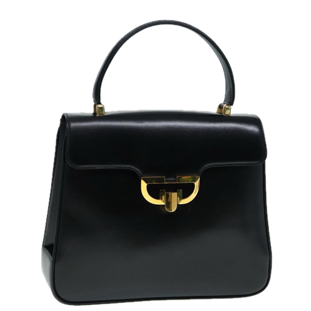 GUCCI Hand Bag Leather Gold Black ep5637