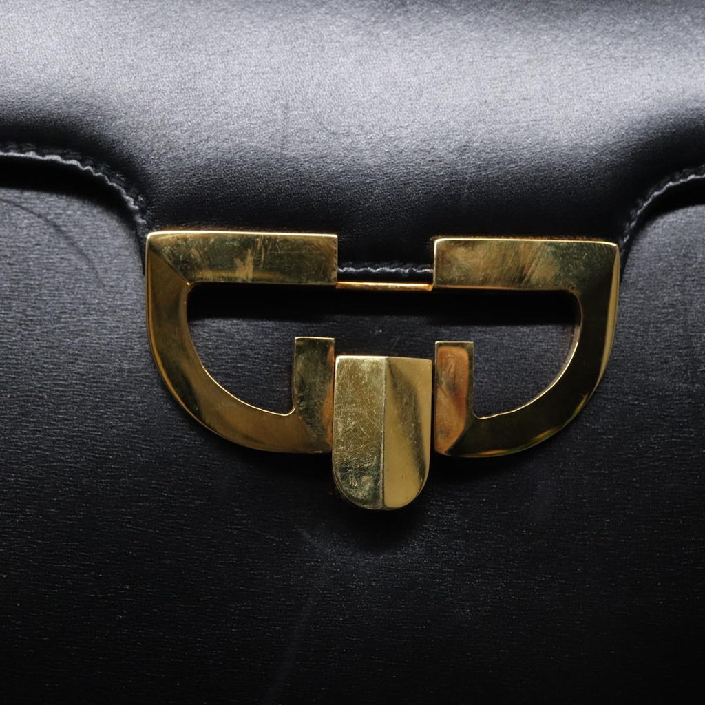 GUCCI Hand Bag Leather Gold Black ep5637