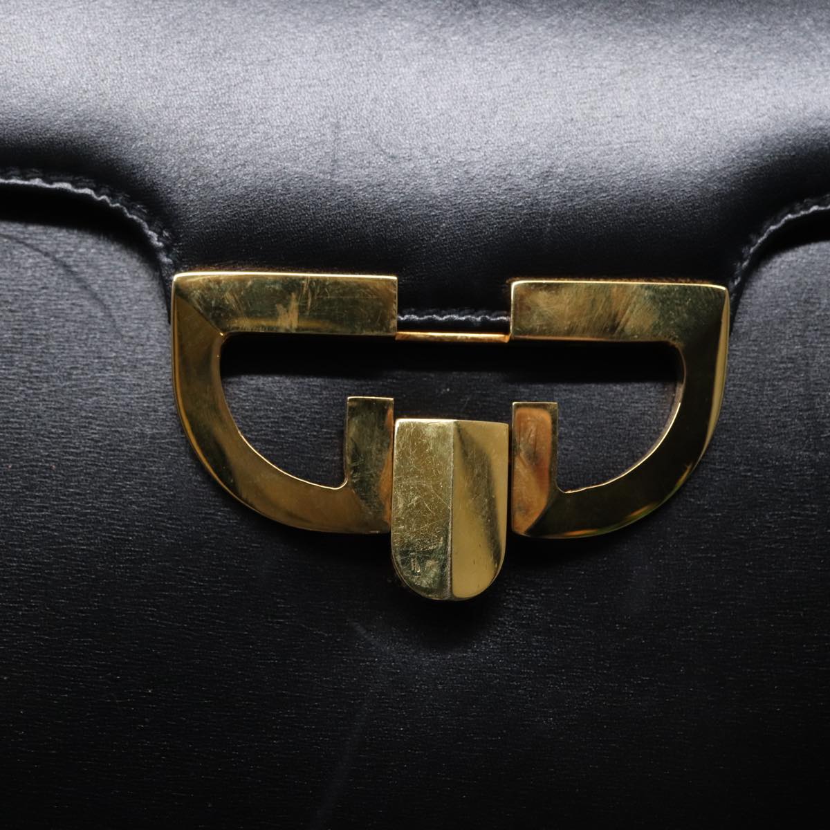 GUCCI Hand Bag Leather Gold Black ep5637