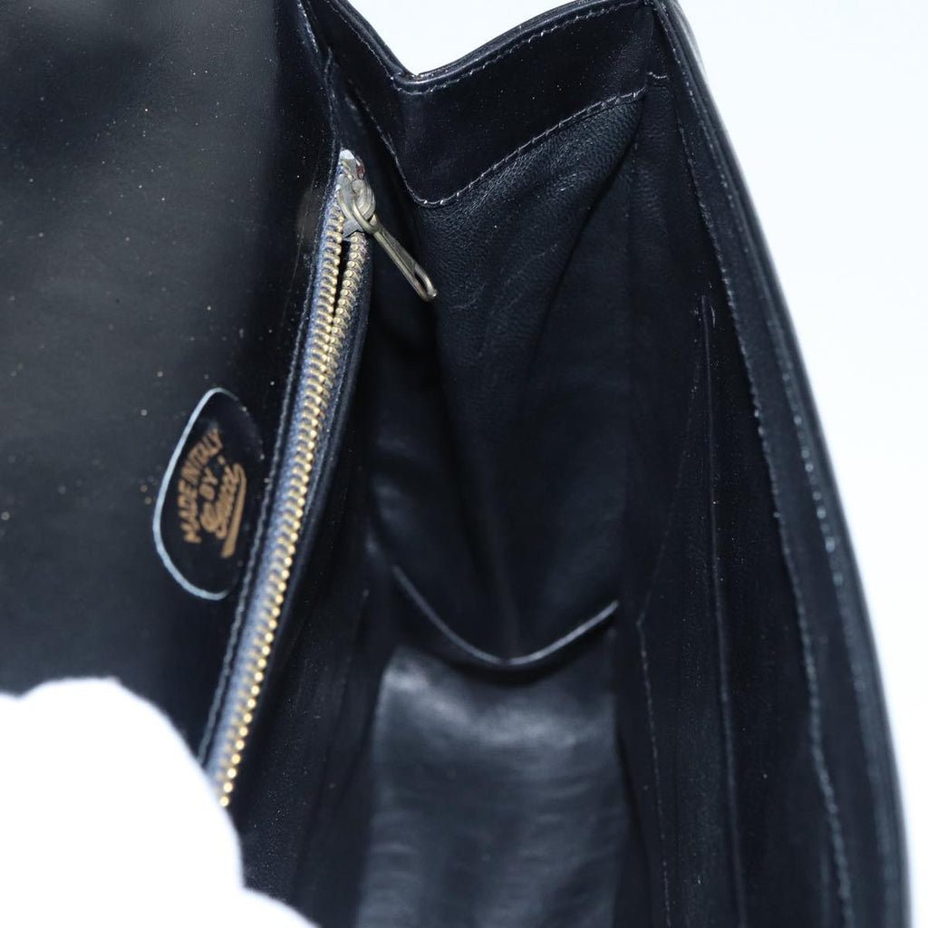 GUCCI Hand Bag Leather Gold Black ep5637