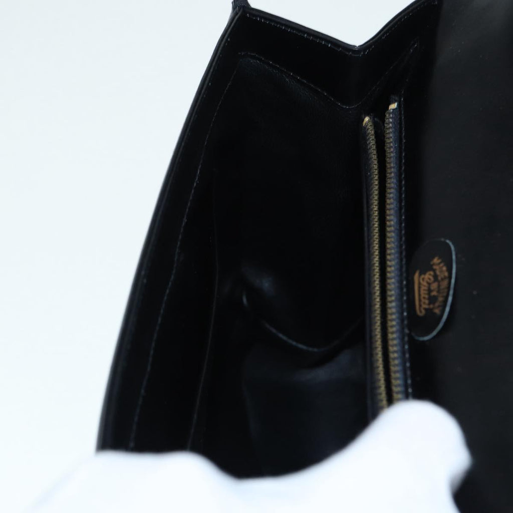 GUCCI Hand Bag Leather Gold Black ep5637