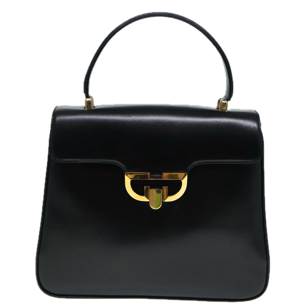 GUCCI Hand Bag Leather Gold Black ep5637