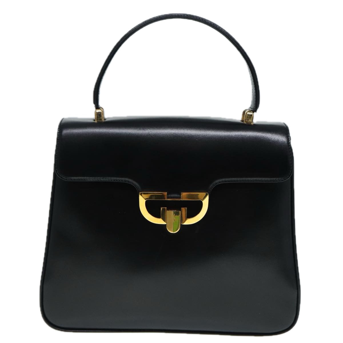 GUCCI Hand Bag Leather Gold Black ep5637