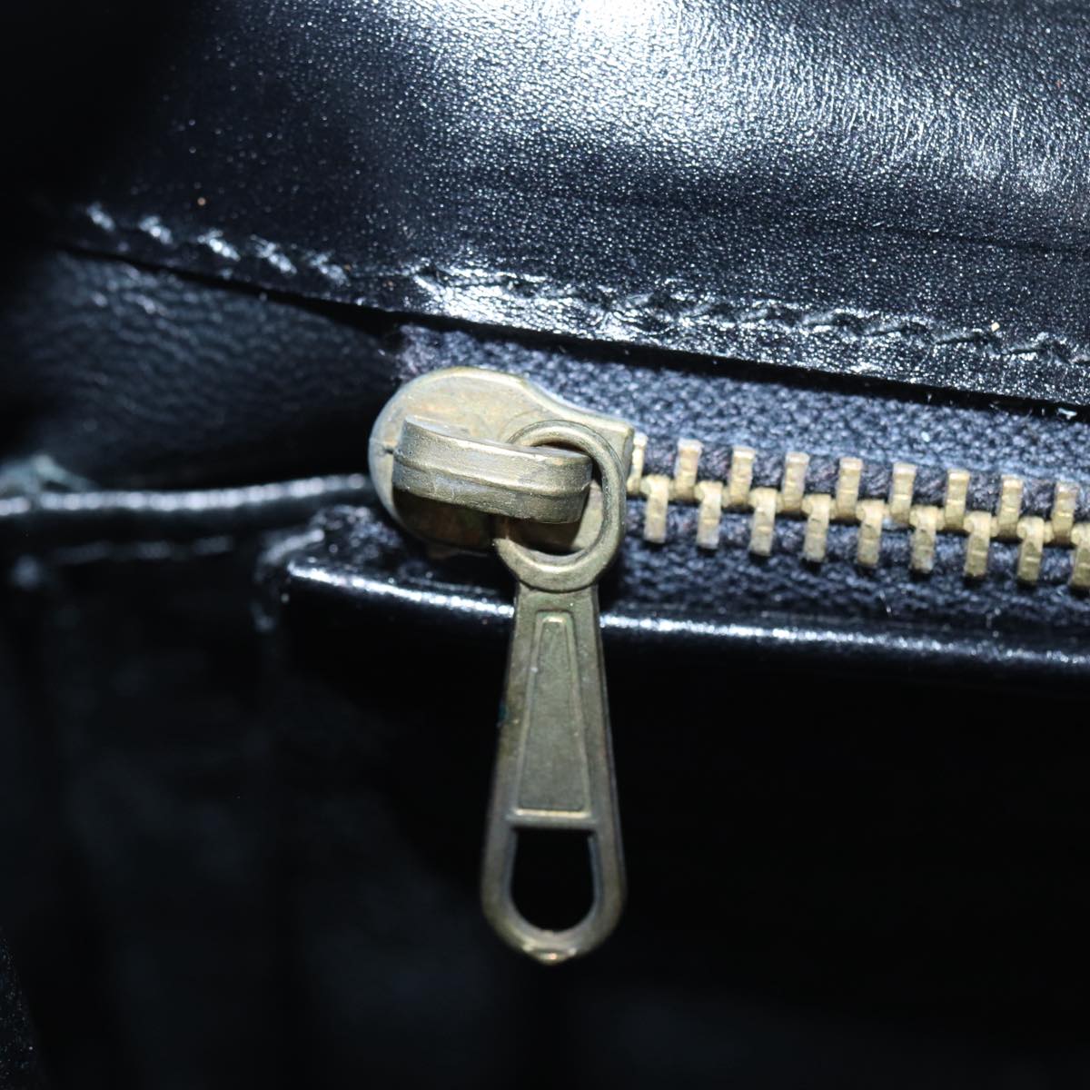 GUCCI Hand Bag Leather Gold Black ep5637