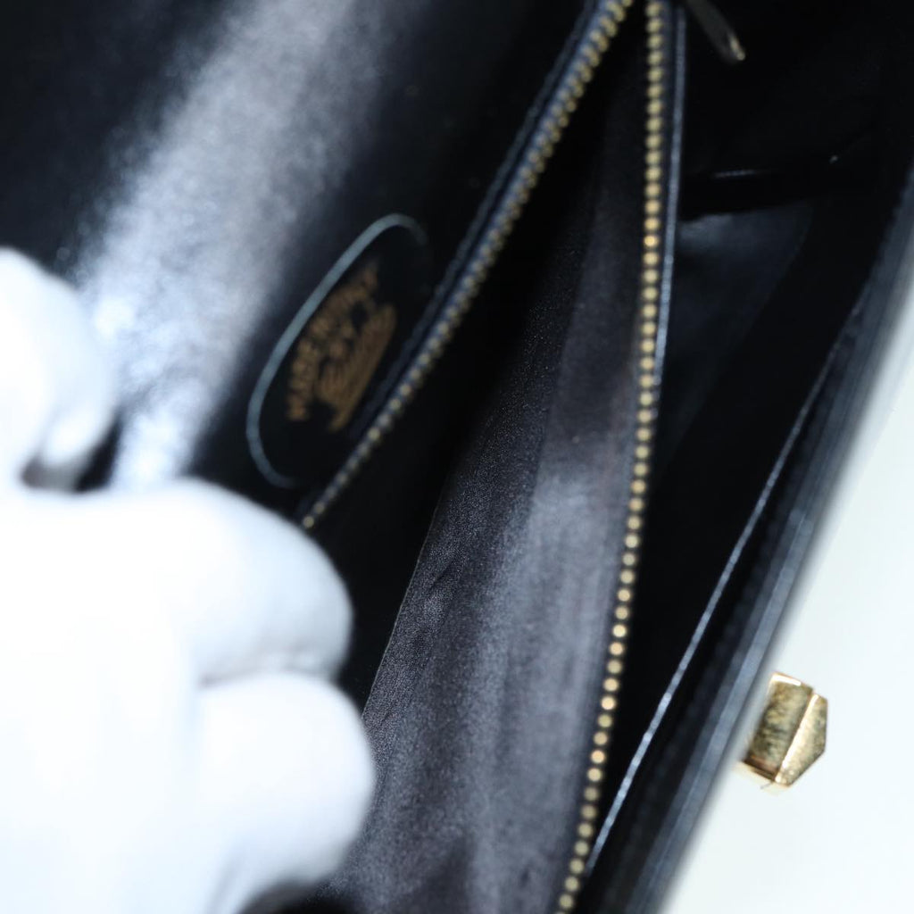 GUCCI Hand Bag Leather Gold Black ep5637