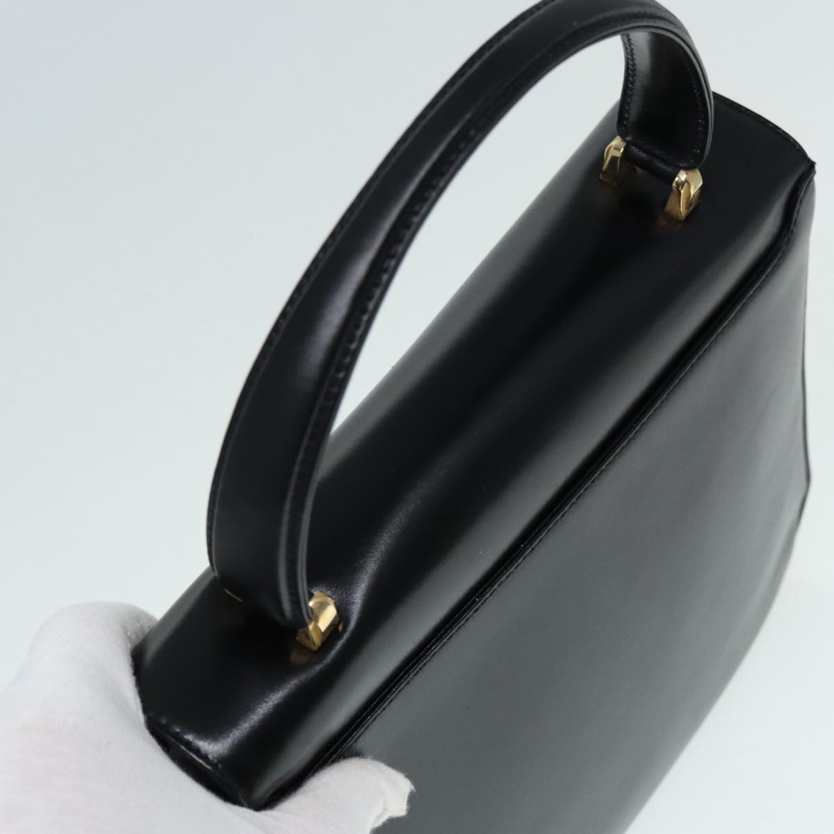GUCCI Hand Bag Leather Gold Black ep5637