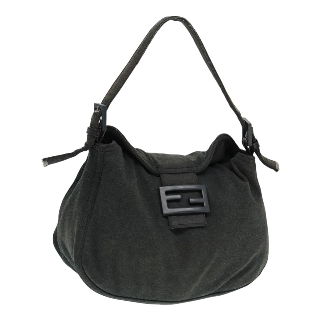 FENDI Mamma Baguette Shoulder Bag Cotton Gray Silver ep5641
