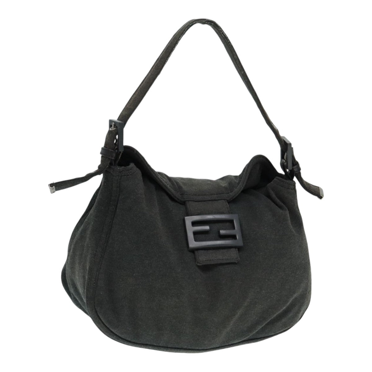 FENDI Mamma Baguette Shoulder Bag Cotton Gray Silver ep5641