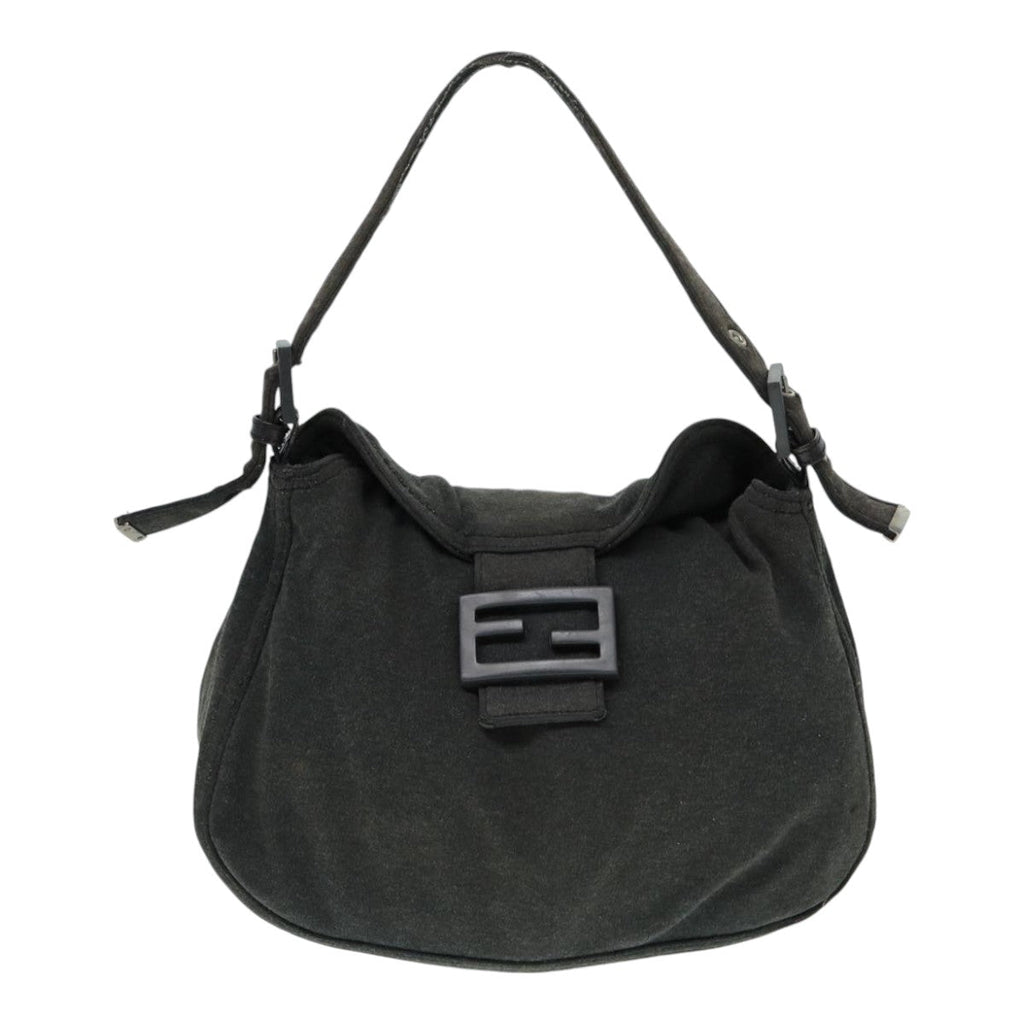 FENDI Mamma Baguette Shoulder Bag Cotton Gray Silver ep5641