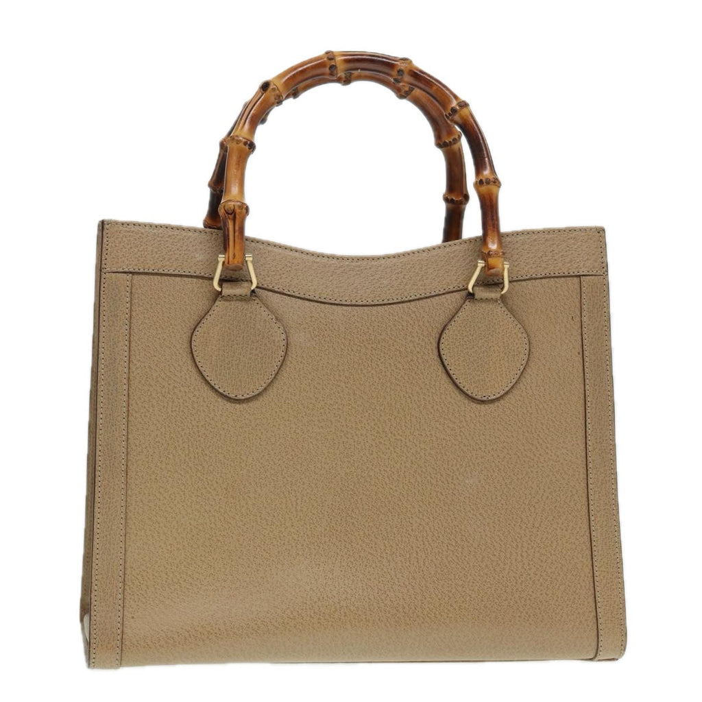 GUCCI Bamboo Hand Bag Leather Beige Gold 002 1186 0260 ep5646