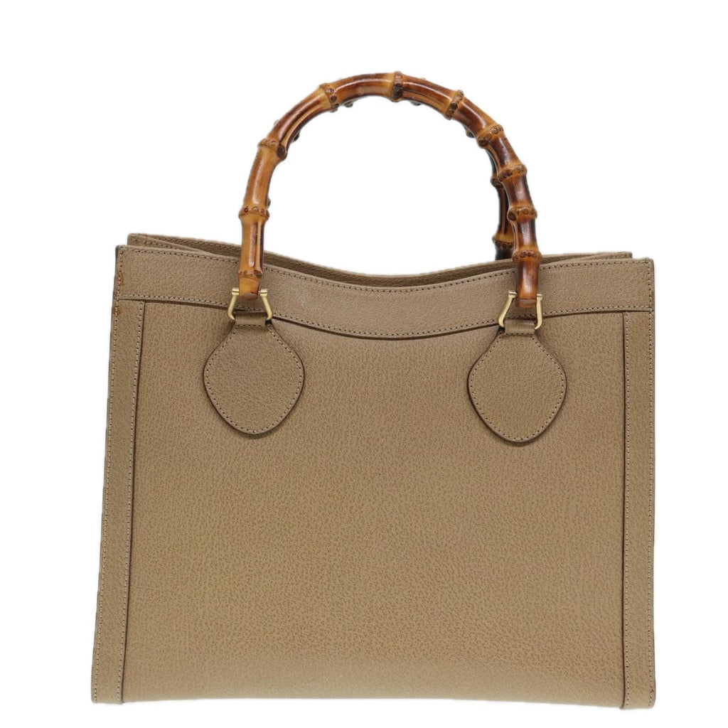 GUCCI Bamboo Hand Bag Leather Beige Gold 002 1186 0260 ep5646