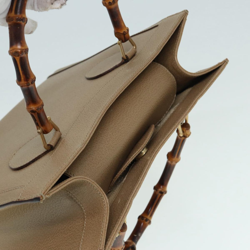 GUCCI Bamboo Hand Bag Leather Beige Gold 002 1186 0260 ep5646