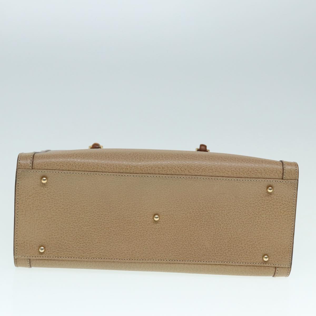 GUCCI Bamboo Hand Bag Leather Beige Gold 002 1186 0260 ep5646