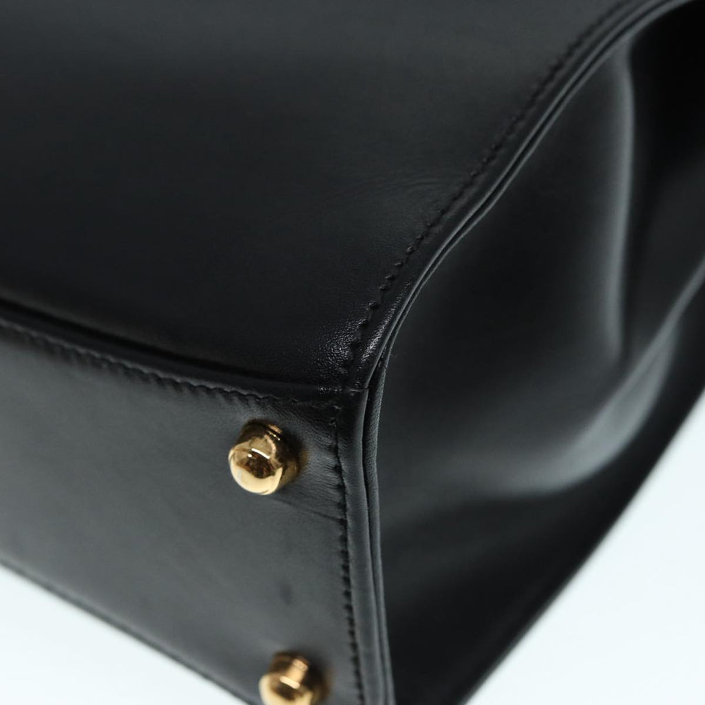 GUCCI Hand Bag Leather 2way Gold Black 000 406 0238 ep5648
