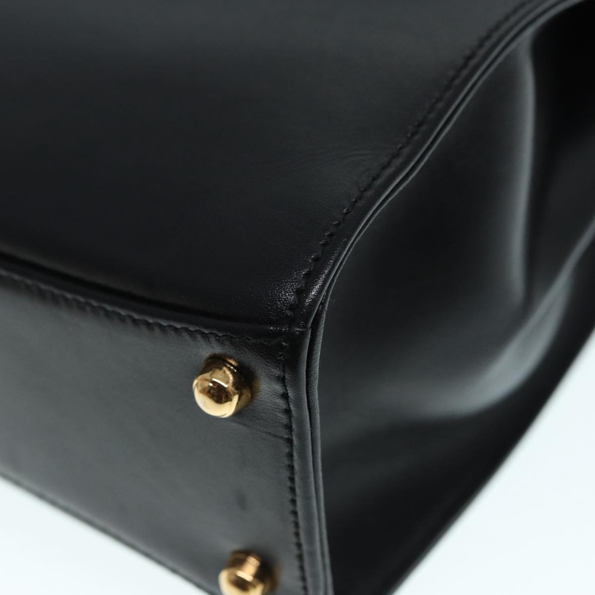GUCCI Hand Bag Leather 2way Gold Black 000 406 0238 ep5648