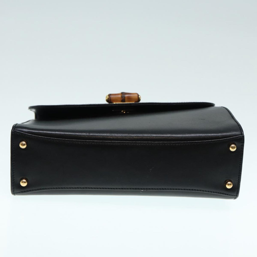 GUCCI Hand Bag Leather 2way Gold Black 000 406 0238 ep5648