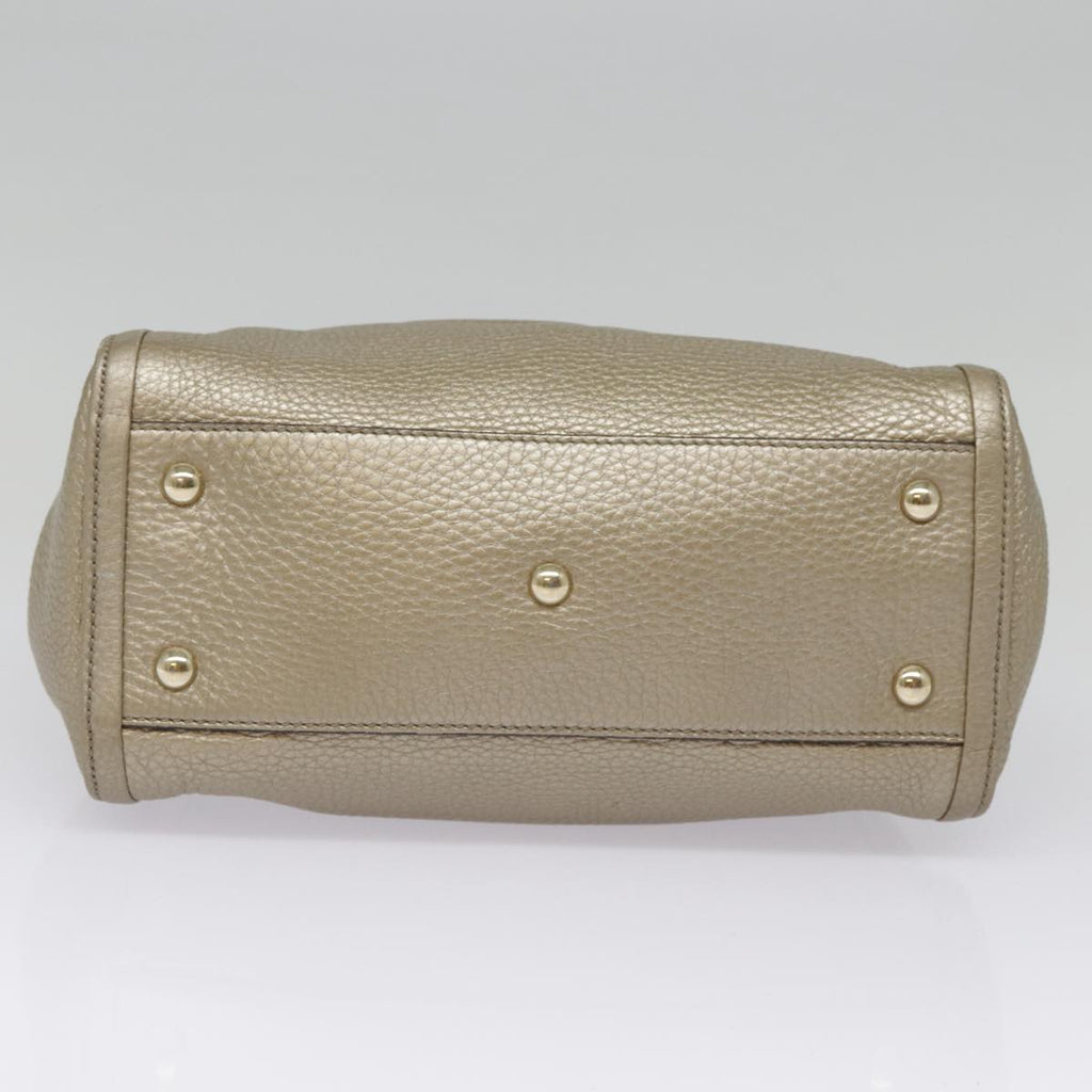 GUCCI Hand Bag Leather Gold Tone Gold 336751 ep5652