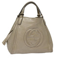 GUCCI Hand Bag Leather Gold Tone Gold 336751 ep5652