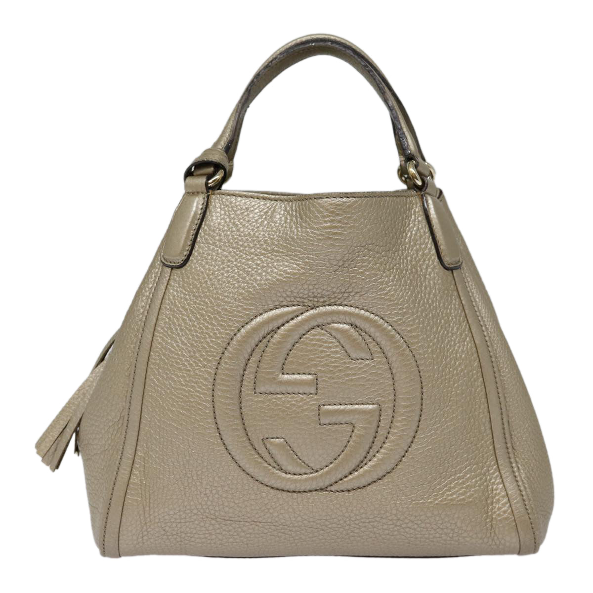 GUCCI Hand Bag Leather Gold Tone Gold 336751 ep5652