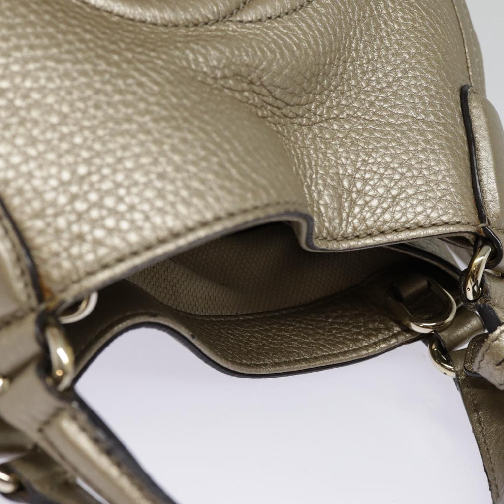 GUCCI Hand Bag Leather Gold Tone Gold 336751 ep5652