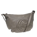 GUCCI Interlocking Shoulder Bag Leather Silver 295175 ep5653