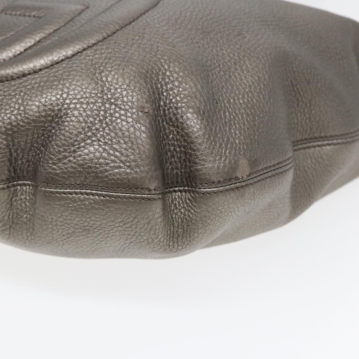 GUCCI Interlocking Shoulder Bag Leather Silver 295175 ep5653