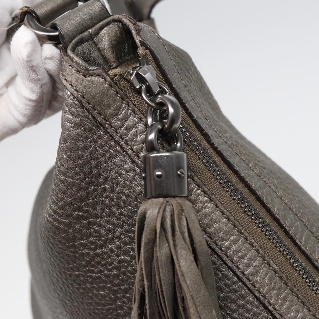 GUCCI Interlocking Shoulder Bag Leather Silver 295175 ep5653