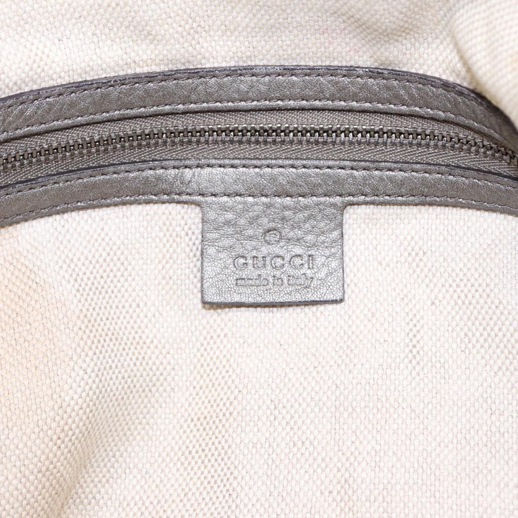 GUCCI Interlocking Shoulder Bag Leather Silver 295175 ep5653