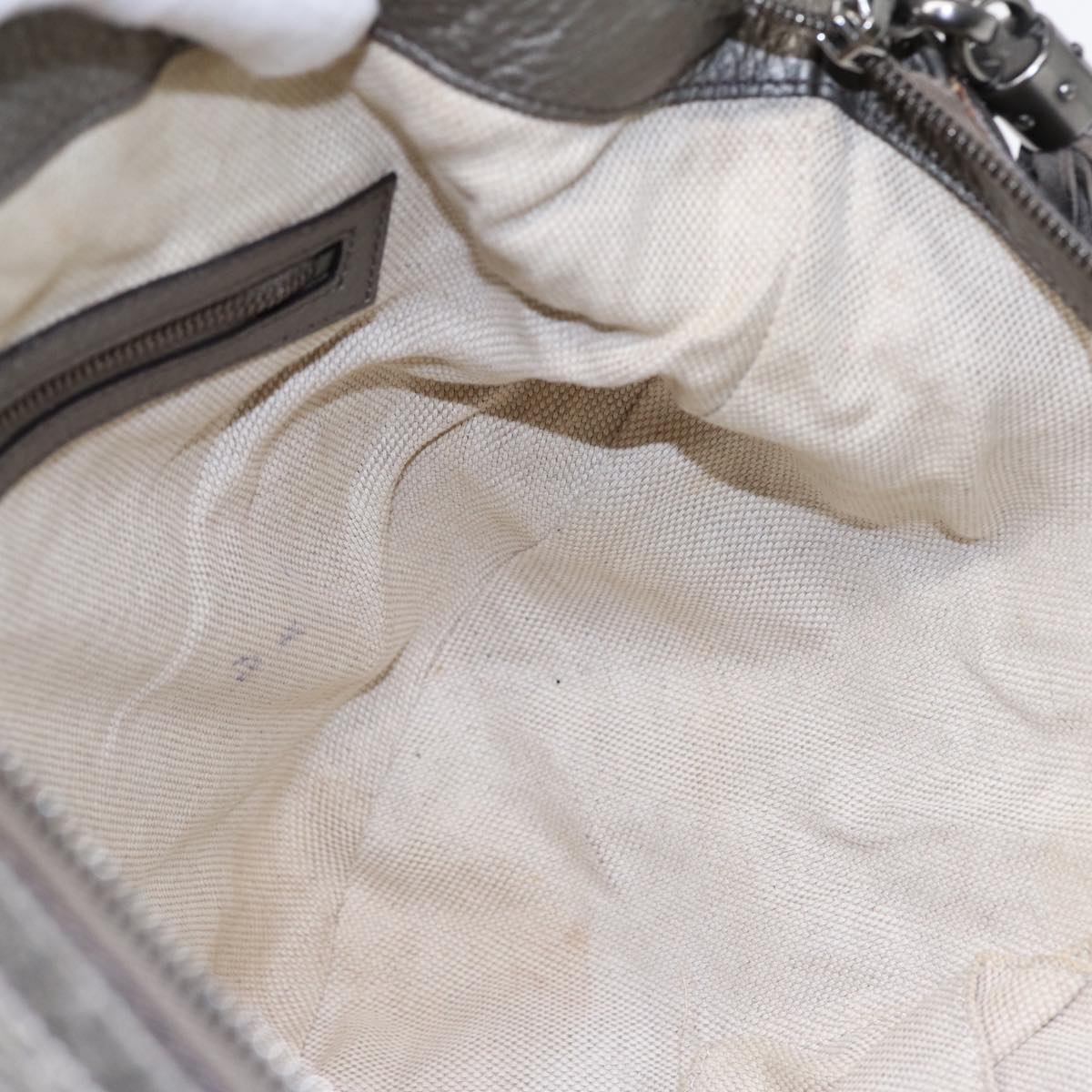 GUCCI Interlocking Shoulder Bag Leather Silver 295175 ep5653
