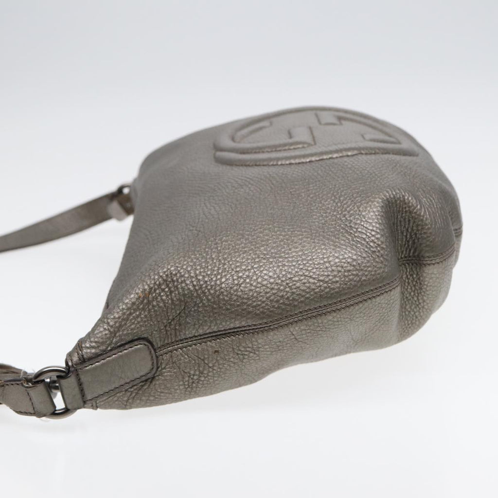 GUCCI Interlocking Shoulder Bag Leather Silver 295175 ep5653