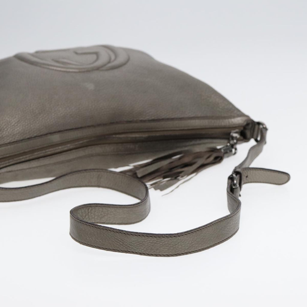 GUCCI Interlocking Shoulder Bag Leather Silver 295175 ep5653