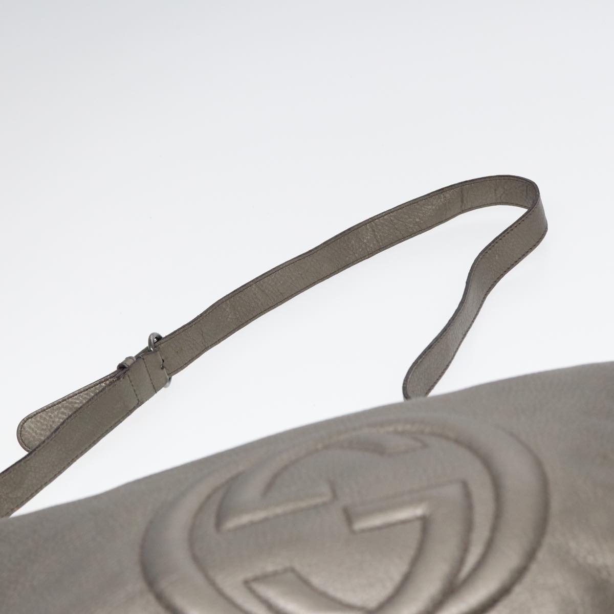 GUCCI Interlocking Shoulder Bag Leather Silver 295175 ep5653