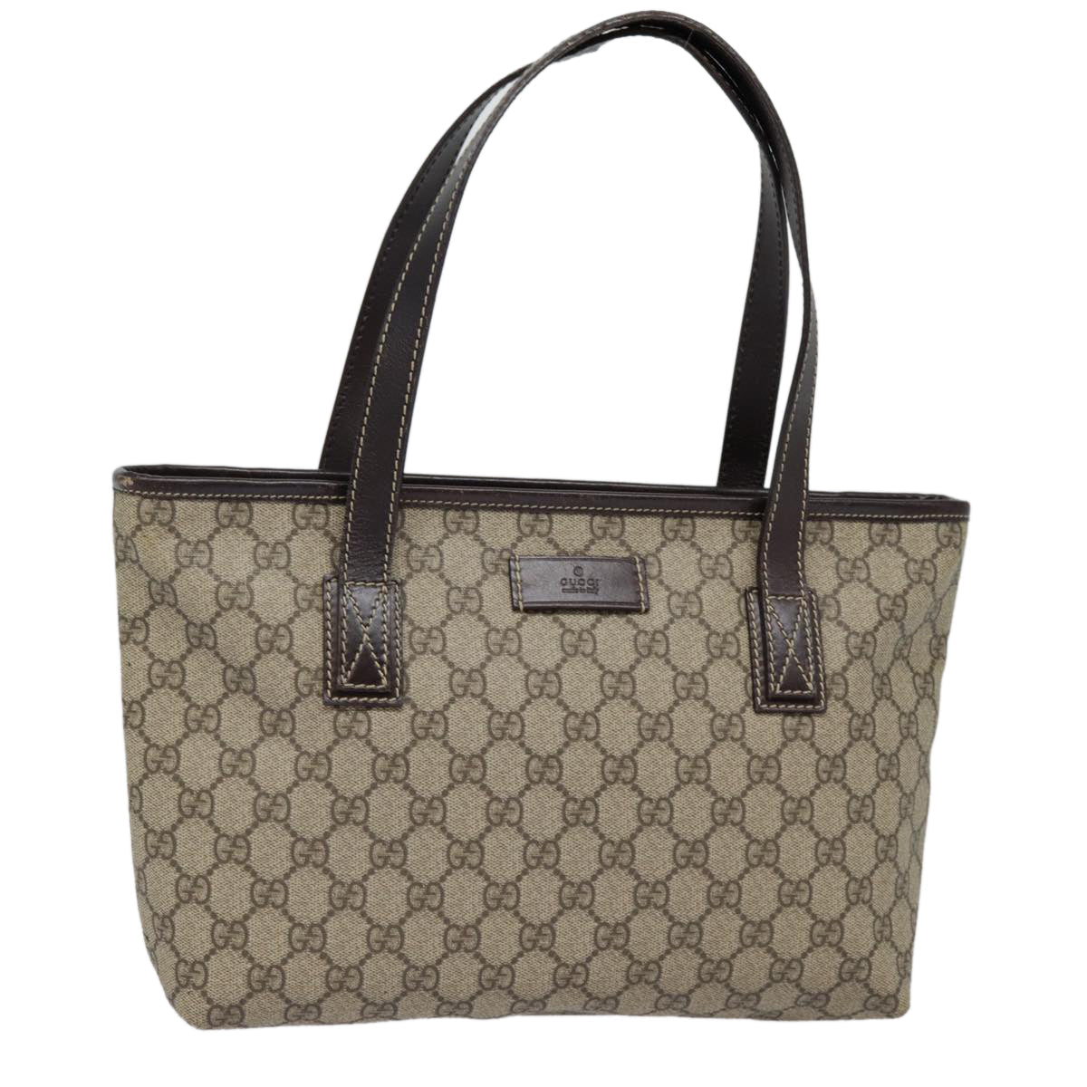 GUCCI GG Supreme Tote Bag PVC Leather Beige Silver 211138 ep5654