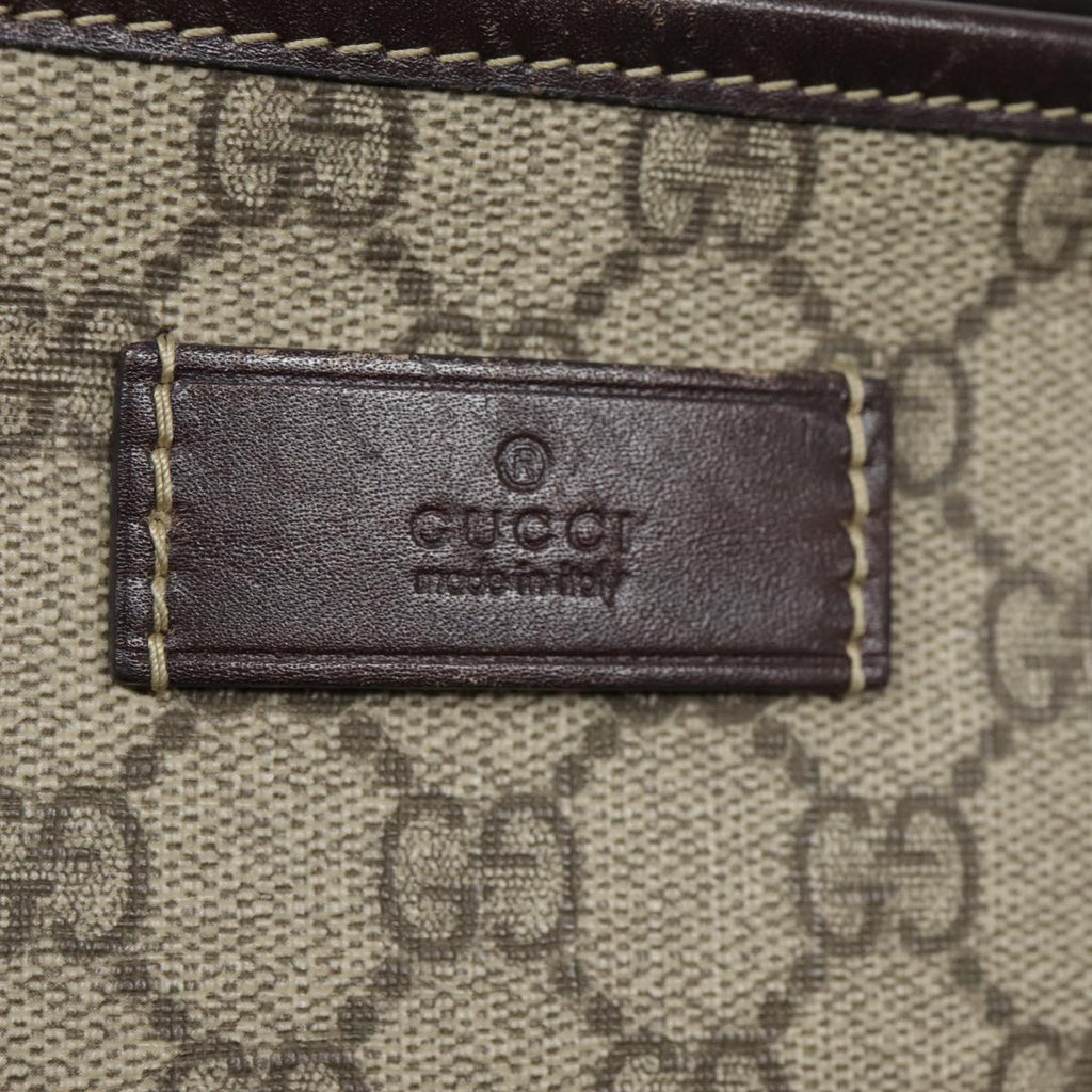 GUCCI GG Supreme Tote Bag PVC Leather Beige Silver 211138 ep5654