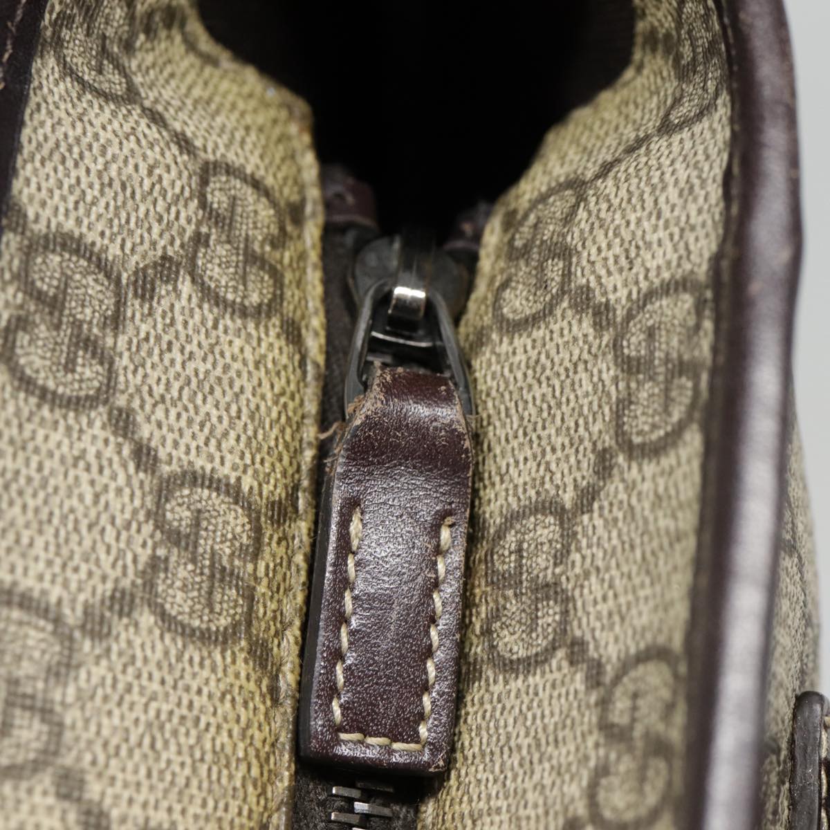 GUCCI GG Supreme Tote Bag PVC Leather Beige Silver 211138 ep5654