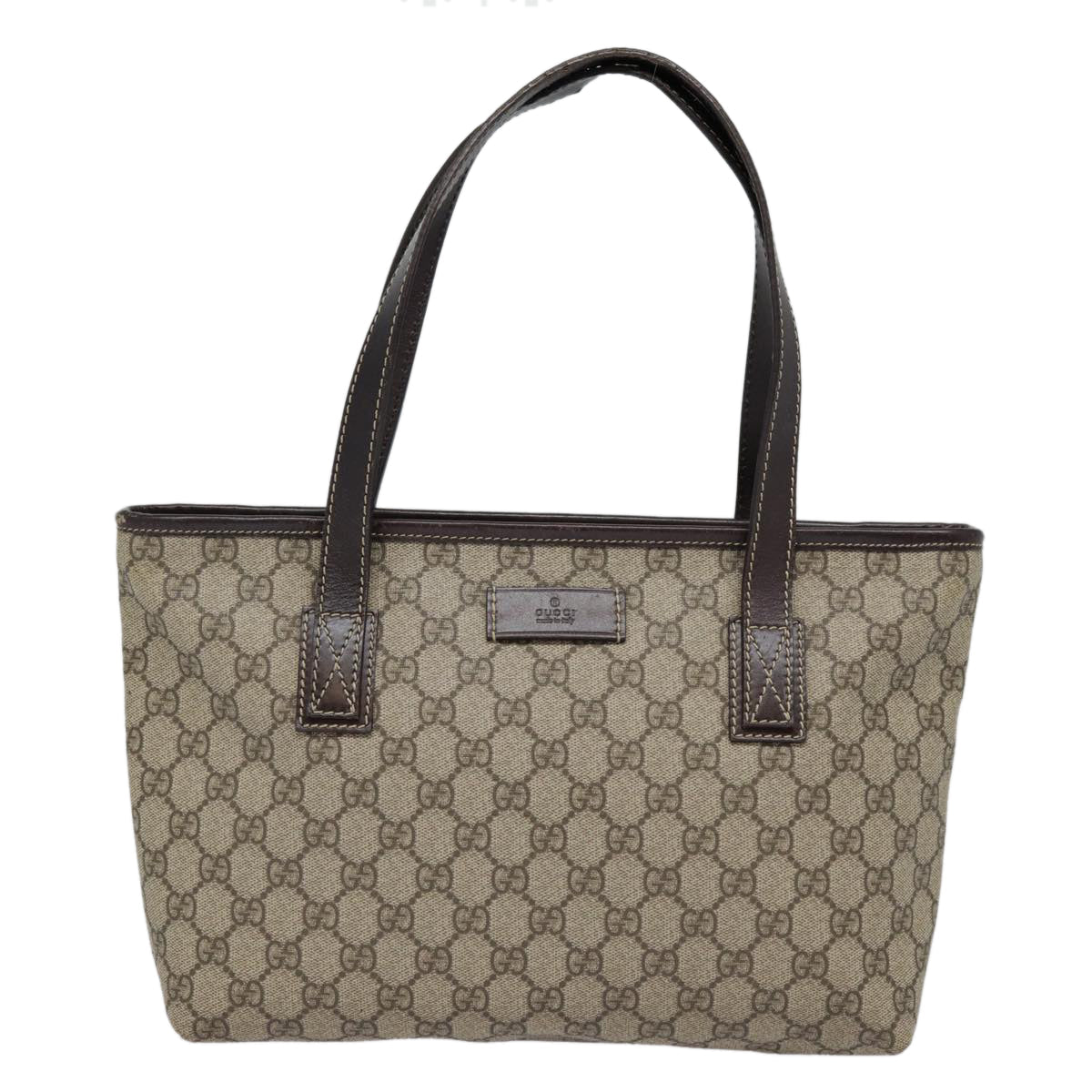 GUCCI GG Supreme Tote Bag PVC Leather Beige Silver 211138 ep5654