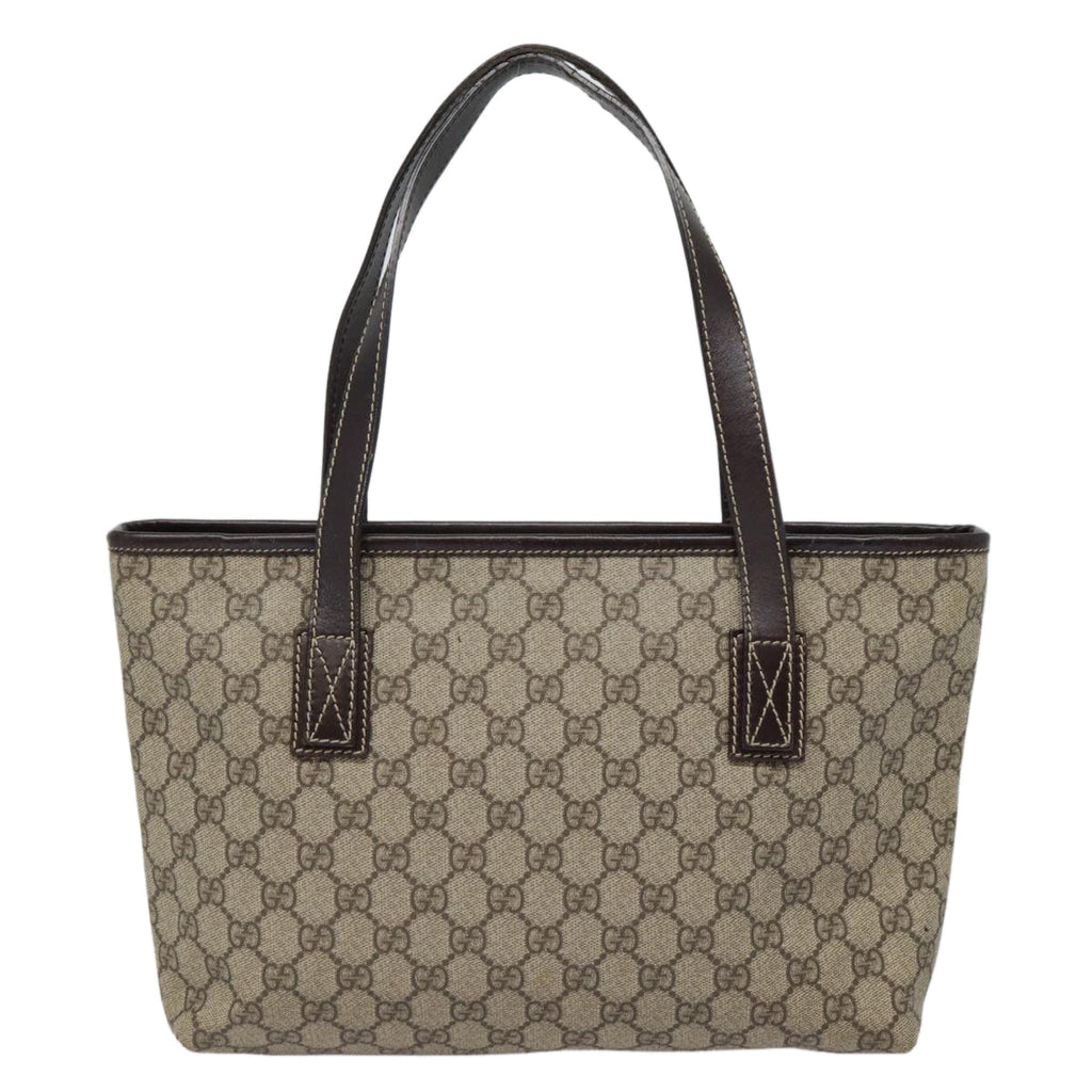 GUCCI GG Supreme Tote Bag PVC Leather Beige Silver 211138 ep5654