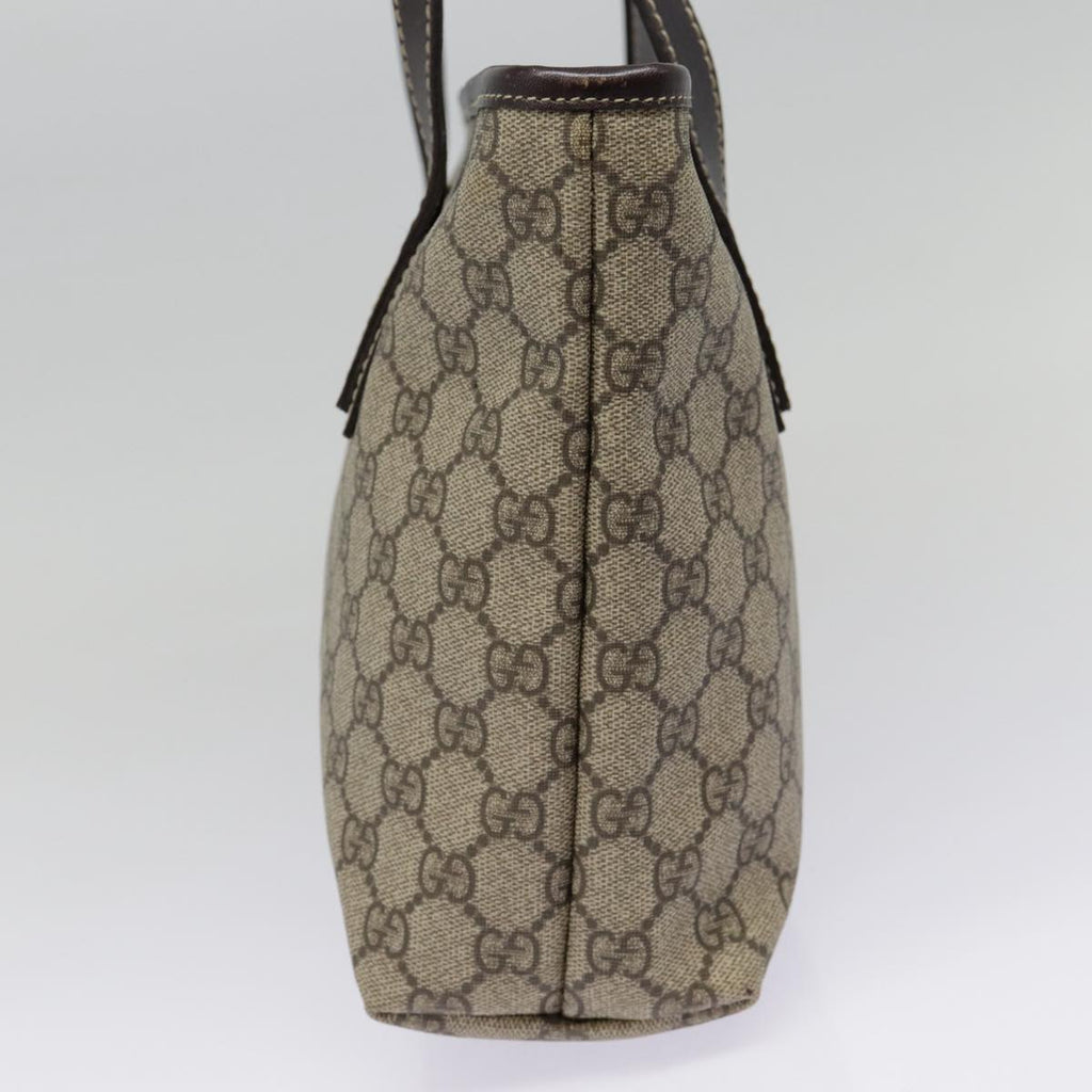 GUCCI GG Supreme Tote Bag PVC Leather Beige Silver 211138 ep5654