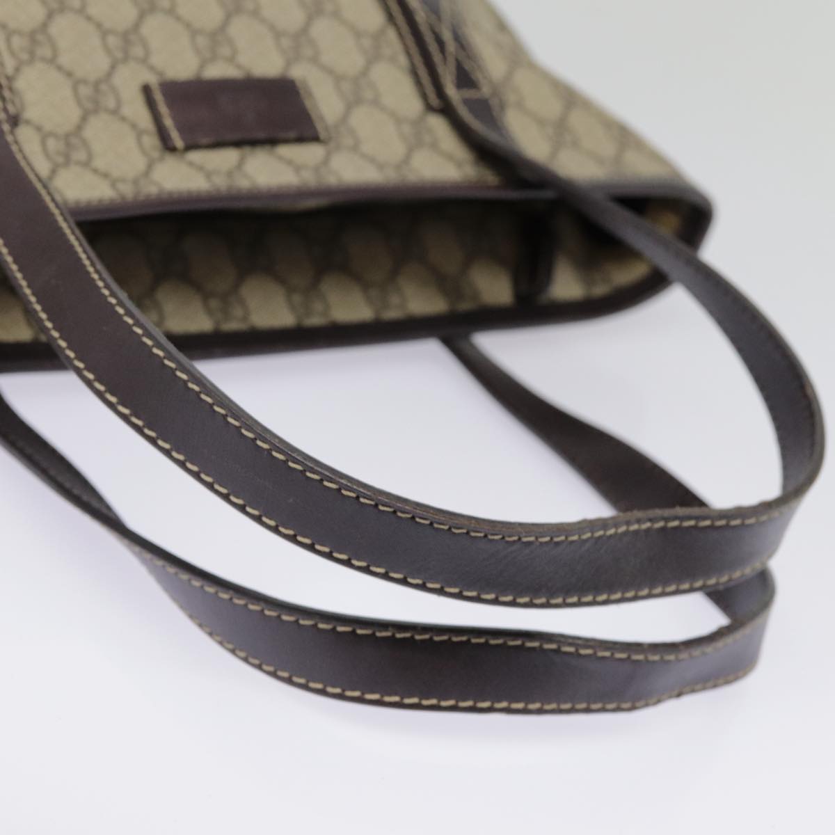 GUCCI GG Supreme Tote Bag PVC Leather Beige Silver 211138 ep5654