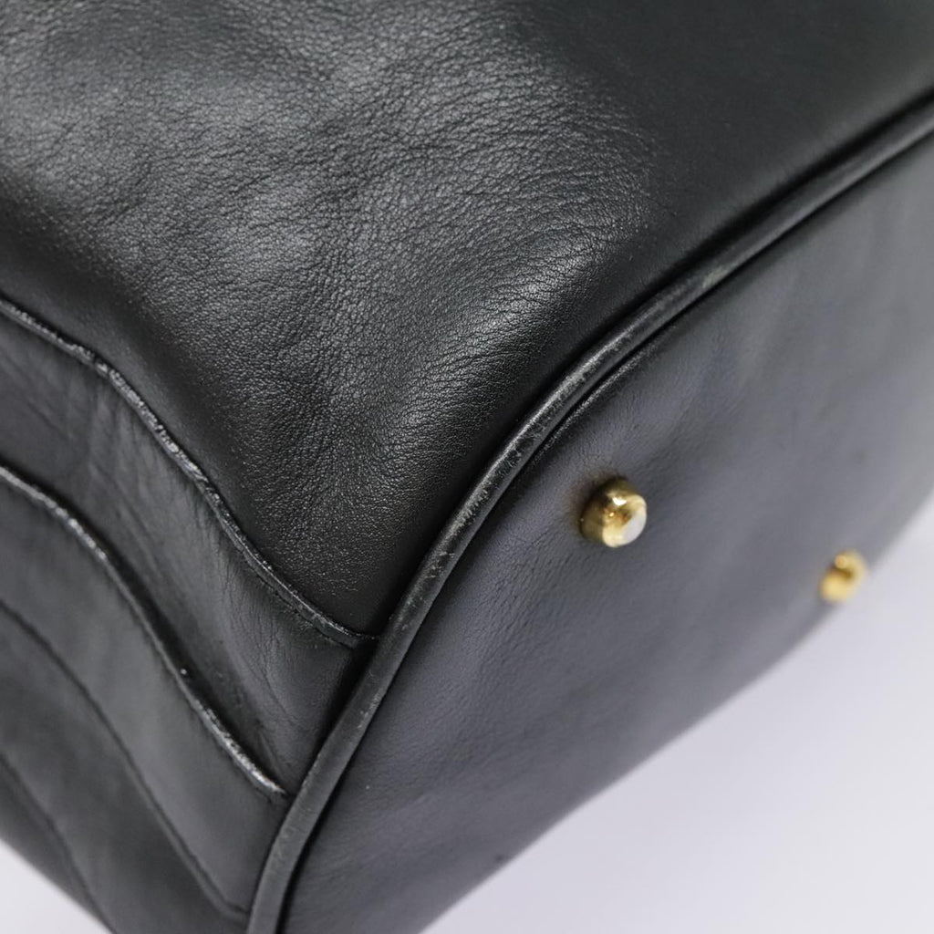 GUCCI Bamboo Hand Bag Leather Black Gold 001 2040 1657 ep5663