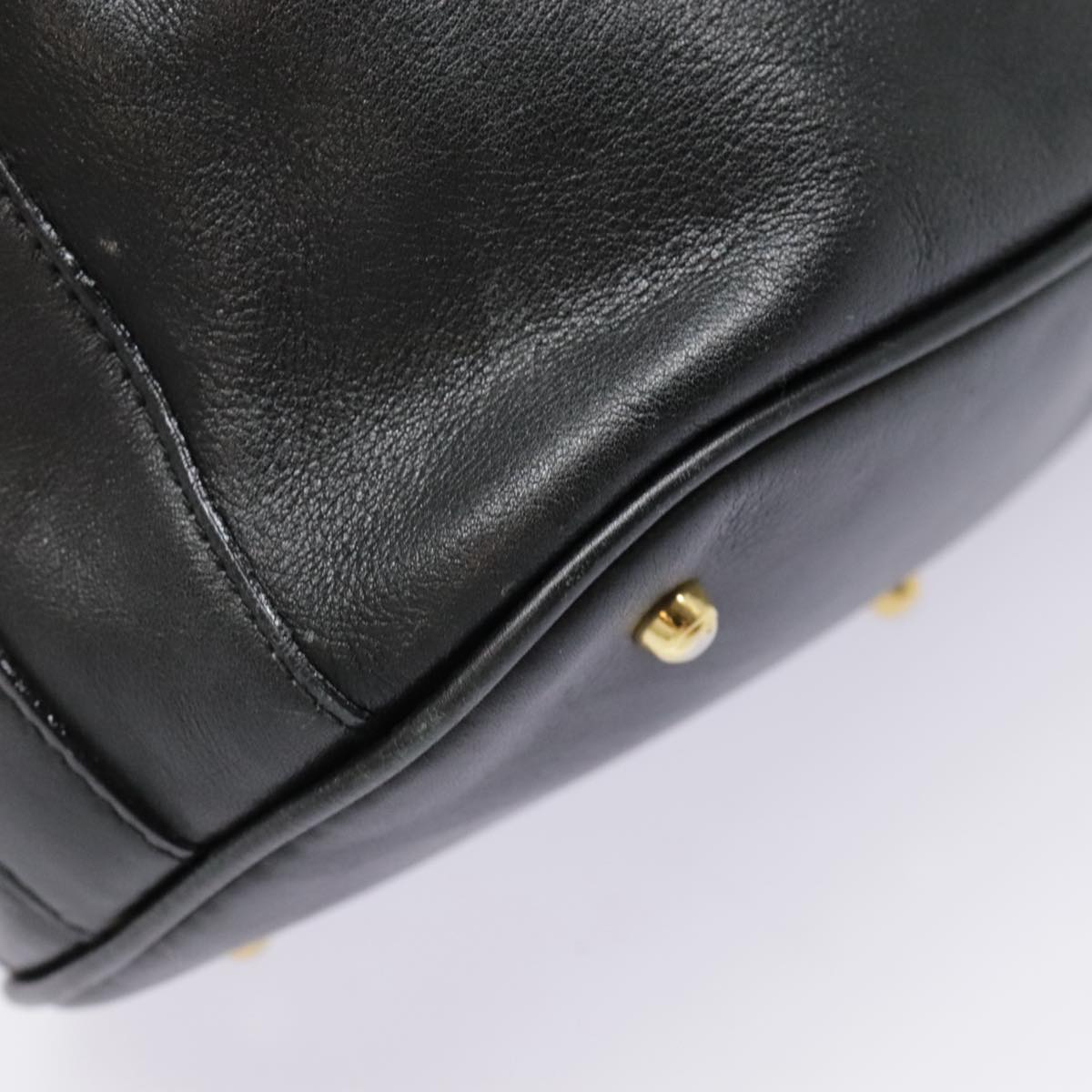 GUCCI Bamboo Hand Bag Leather Black Gold 001 2040 1657 ep5663