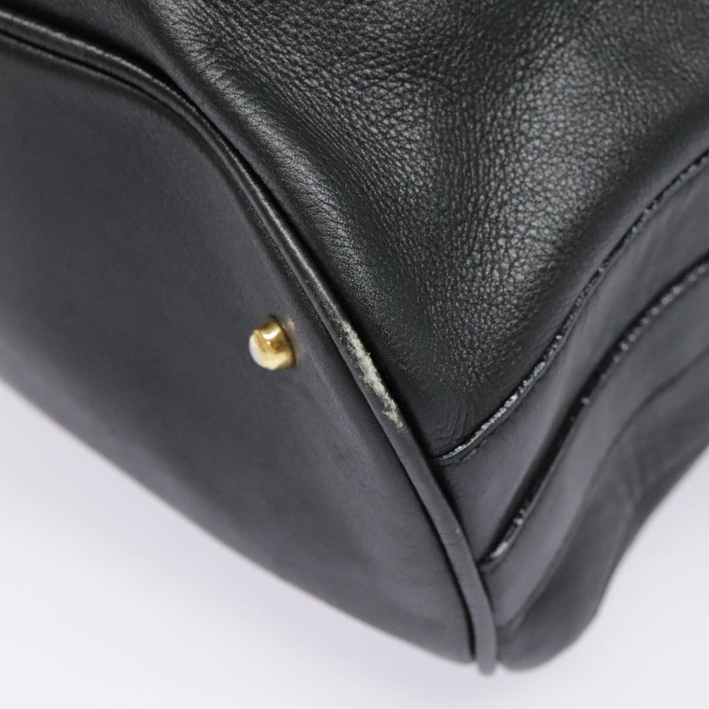 GUCCI Bamboo Hand Bag Leather Black Gold 001 2040 1657 ep5663