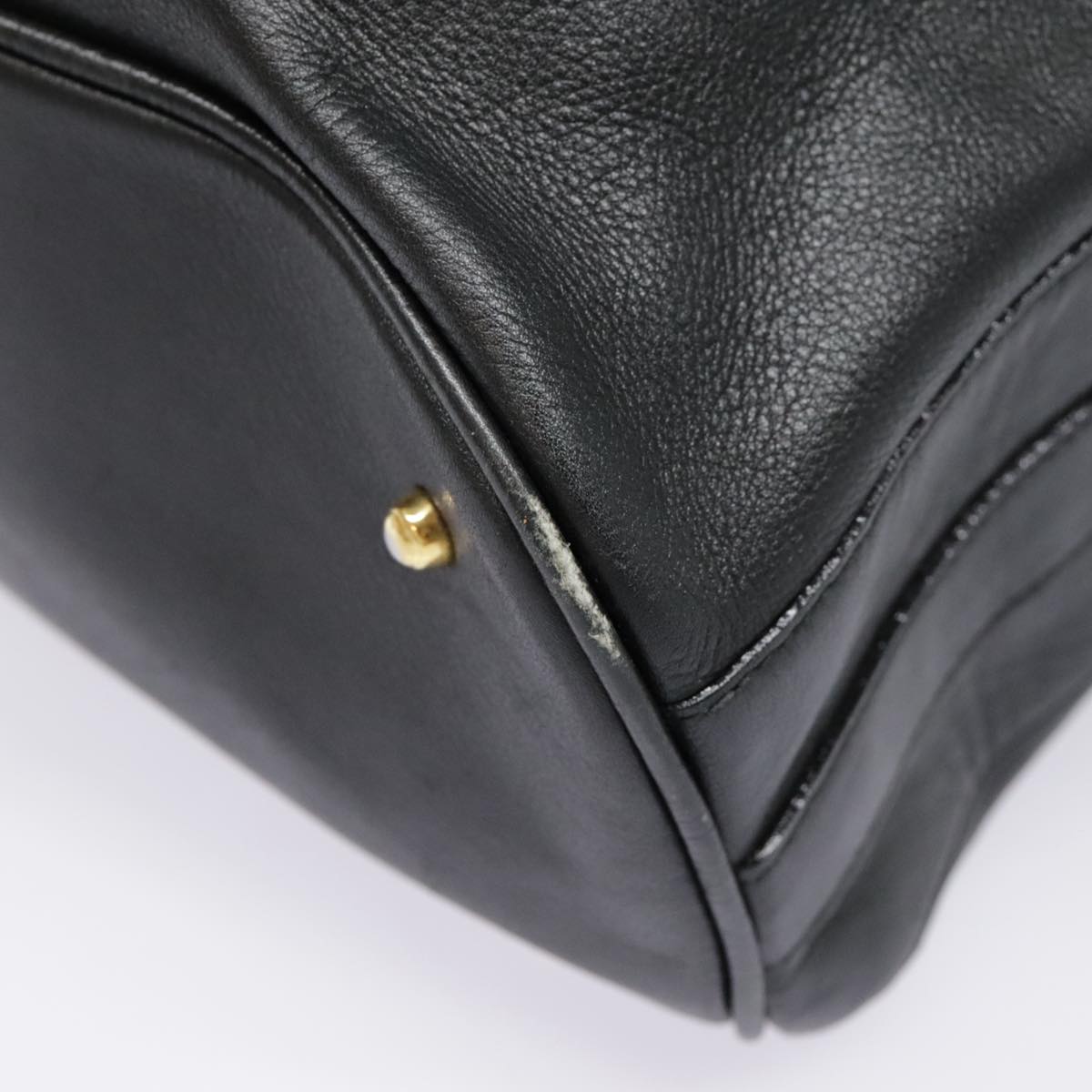 GUCCI Bamboo Hand Bag Leather Black Gold 001 2040 1657 ep5663