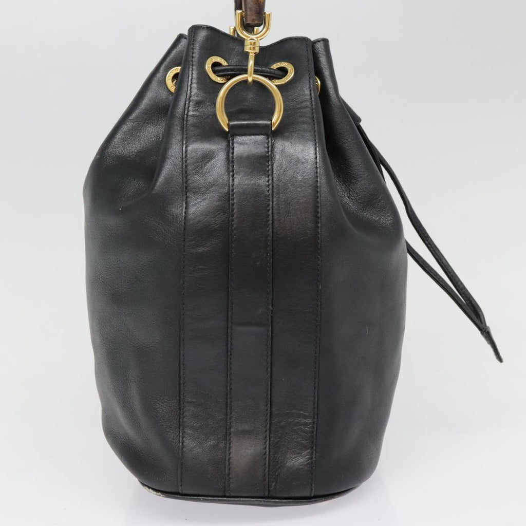 GUCCI Bamboo Hand Bag Leather Black Gold 001 2040 1657 ep5663