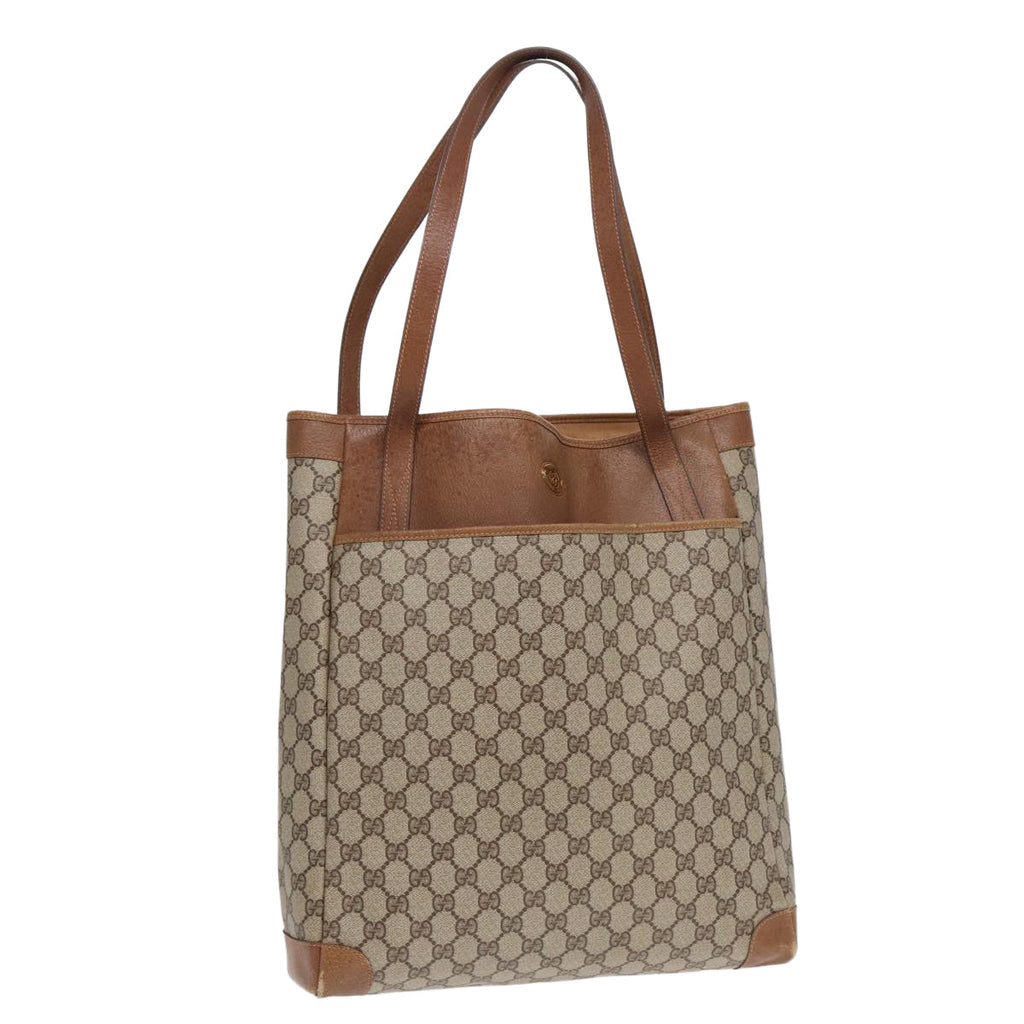GUCCI GG Supreme Tote Bag PVC Leather Beige Gold 002 115 0135 ep5666